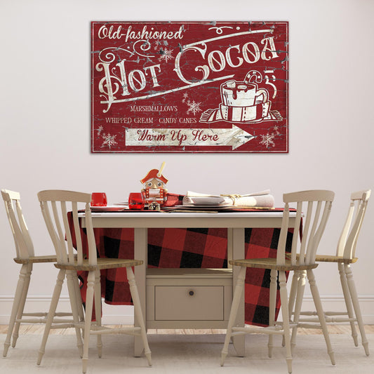 old fashioned hot cocoa red canvas sign