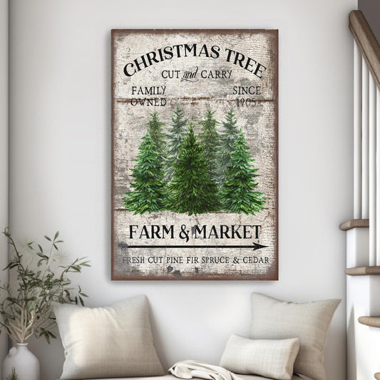 christmas tree farm vintage canvas wall art