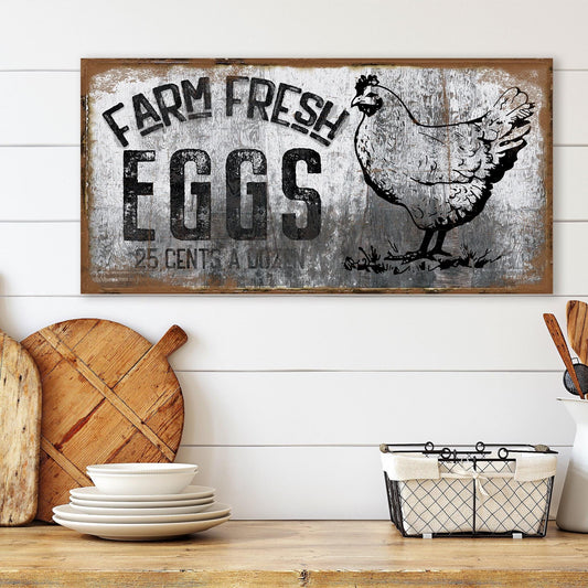 Farm Fresh Eggs Sign , Modern Farmhouse Decor, Large Canvas Sign, Kitchen Decor, Vintage Signs, Farmer Gift, Chicken Decor, Farm Fresh Sign