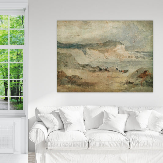 Coastal Canvas Art, By The Sea, Vintage Home Decor, Large Canvas Wall Art, Vintage Farmhouse Decor, Ocean Wall Art, Vintage Beach Art
