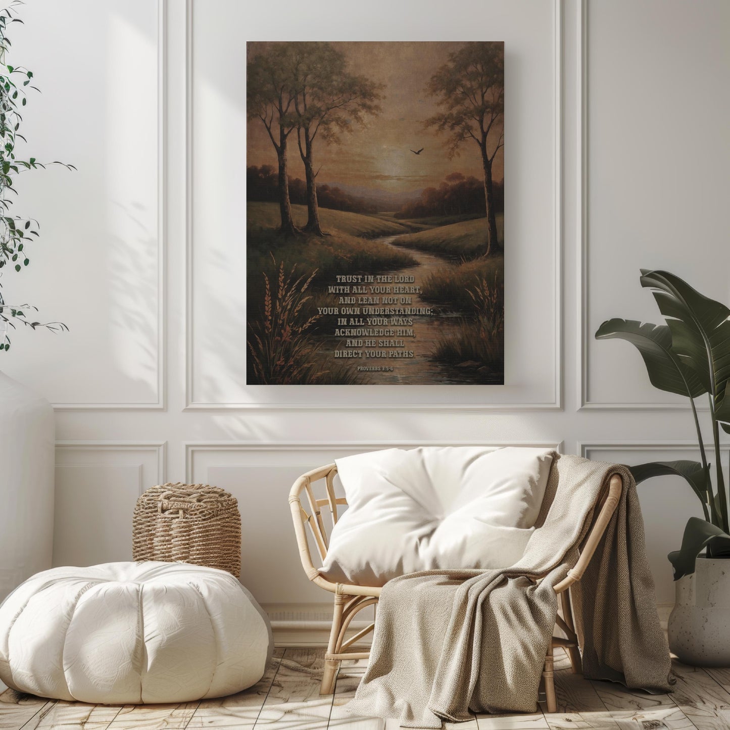 Proverbs 3:5-6 Canvas Art, Christian Wall Art, Trust In The Lord Bible Verse, Inspirational Artwork, Christian Gift, Large Wall Art