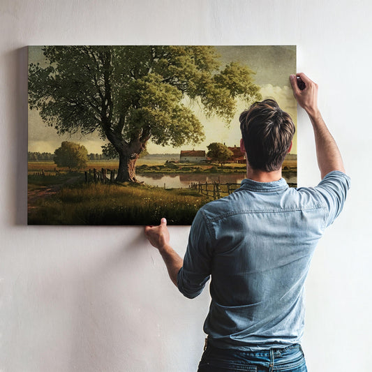 Summer In The Country, Vintage Art Reproduction, Vintage Home Decor, Large Canvas Wall Art, Vintage Farmhouse Decor, Vintage Landscape Art