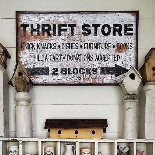 Rustic Thrift Store Sign, Modern Farmhouse Decor, Large Canvas Wall Art, Antiques Sign, Vintage Decor, Old Time Signs, Rustic Decor