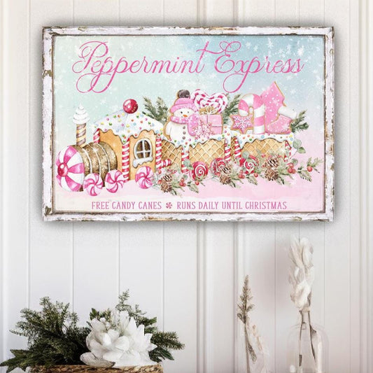 peppermint express christmas canvas