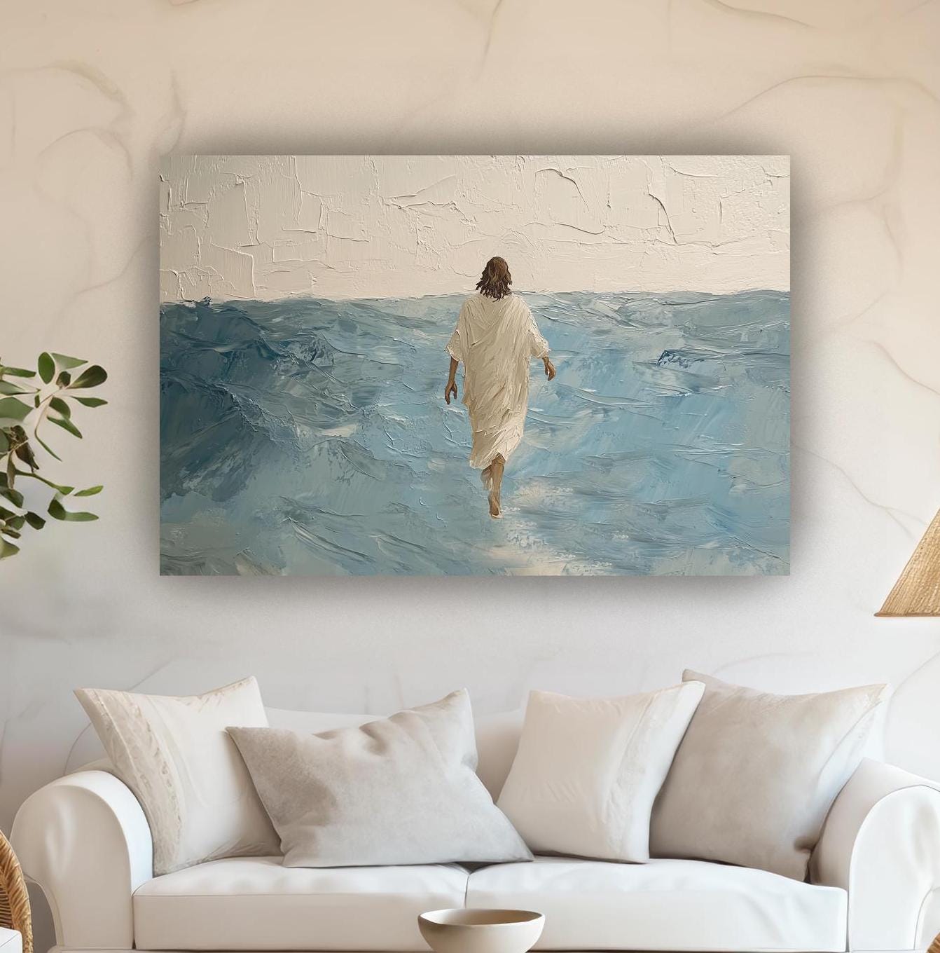 jesus walks on water canvas art print