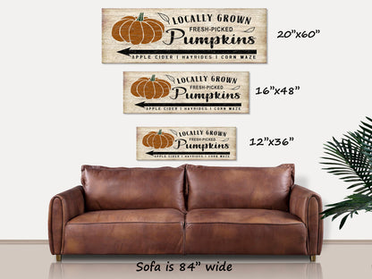Antique Fall Sign, Fresh Picked Pumpkins, Vintage Canvas Sign, Rustic Fall Sign, Vintage Farmhouse Decor, Fall Decor, Roadside Sign Decor