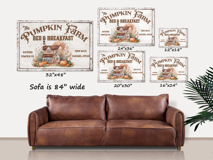 Bed and Breakfast Sign, Pumpkin Farm Bed & Breakfast, Thanksgiving Decor, Rustic Fall Sign, Vintage Farmhouse Wall Art, Holiday Canvas Sign