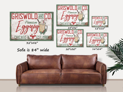 Christmas Vacation Canvas Sign, Griswold And Co Eggnog Sign, Retro Christmas Decor, Large Canvas Signs, Winter Wall Art, 80's Holiday Decor