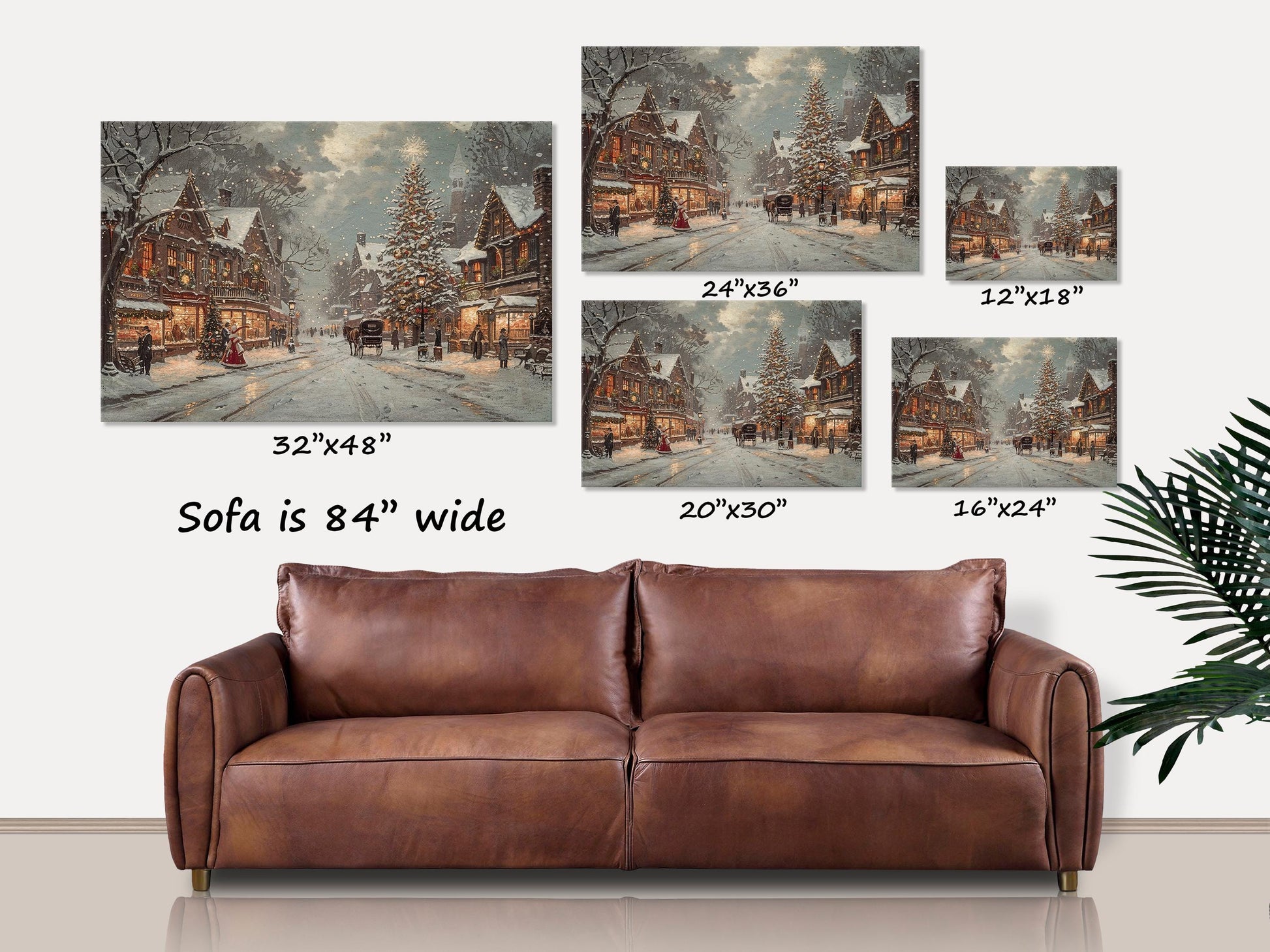 Holiday Decor, Small Town Christmas Canvas Art, Victorian Wall Art, Old-Fashioned Christmas Decorations, Winter Home Decor,