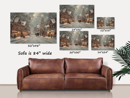 Holiday Decor, Small Town Christmas Canvas Art, Victorian Wall Art, Old-Fashioned Christmas Decorations, Winter Home Decor,