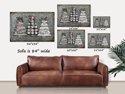 Three Little Trees Canvas Wall Art, Christmas Decor, Holiday Decor, Vintage Decor, Vintage Inspired Canvas Art, Farmhouse Christmas Picture