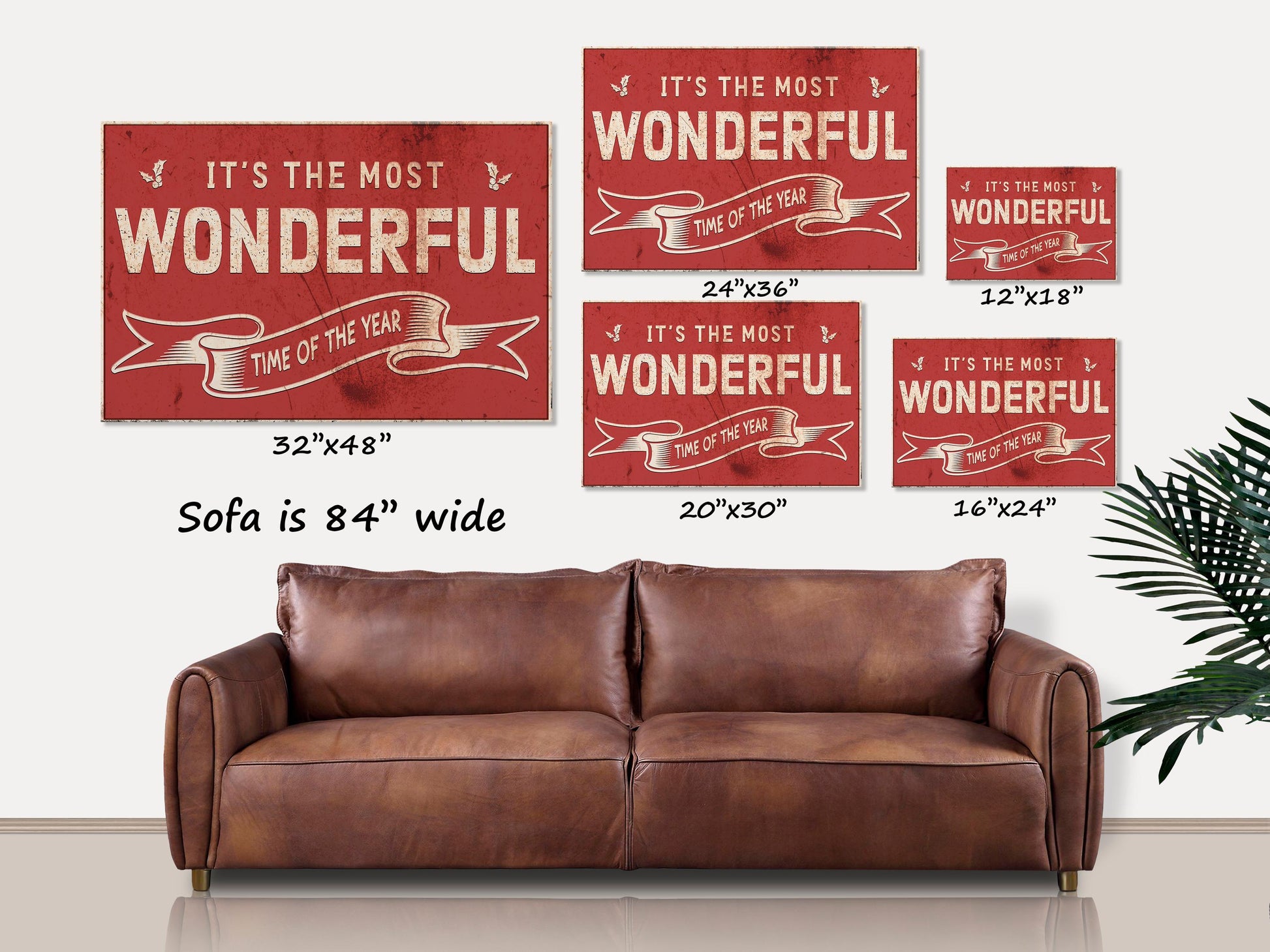 Holiday Decor, Christmas Canvas Wall Art, It's The Most Wonderful Time Of The Year, Faux Metal Holiday Sign, Vintage Christmas Decoration