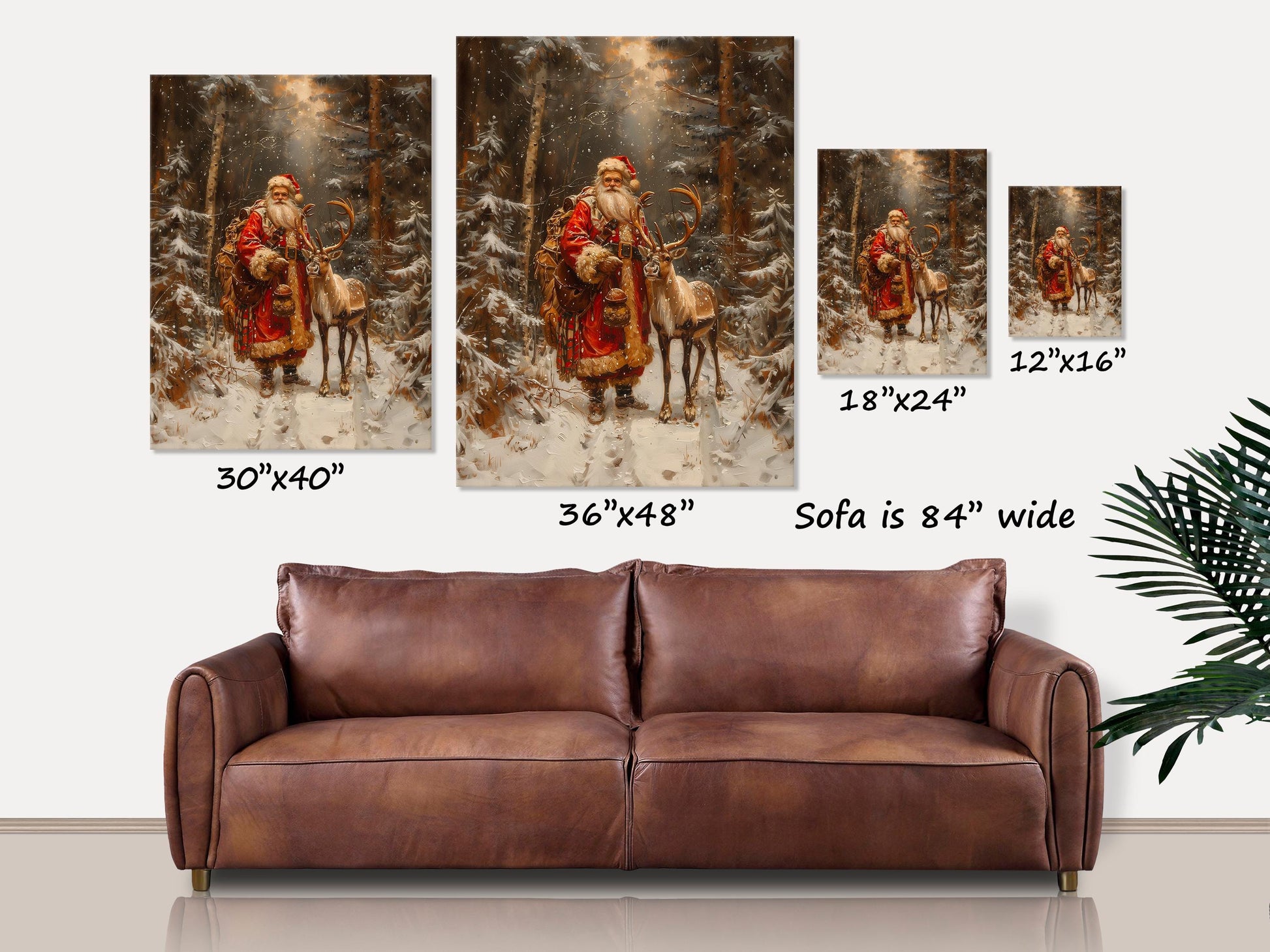 Holiday Decor, Woodland Santa, Christmas Canvas Art, Vintage Christmas Decor, Christmas Signs, Santa Claus Art, Rustic Christmas Canvas,