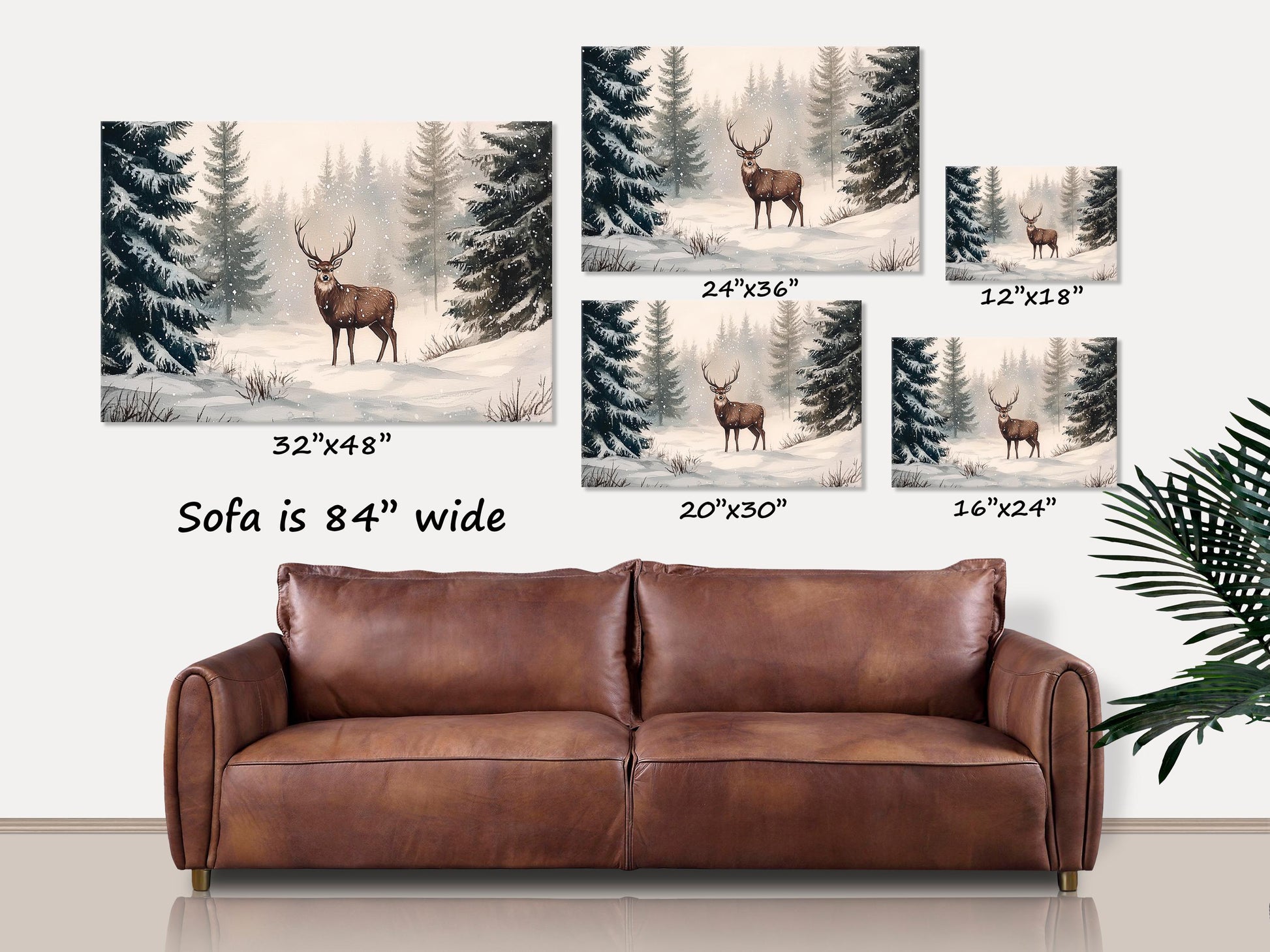 Winter Decor, Deer Landscape Art, Majestic Buck in a Snowy Forest, Large Canvas Wall Art, Winter Deer Print, Woodland Hunter Gift, Deer Gift