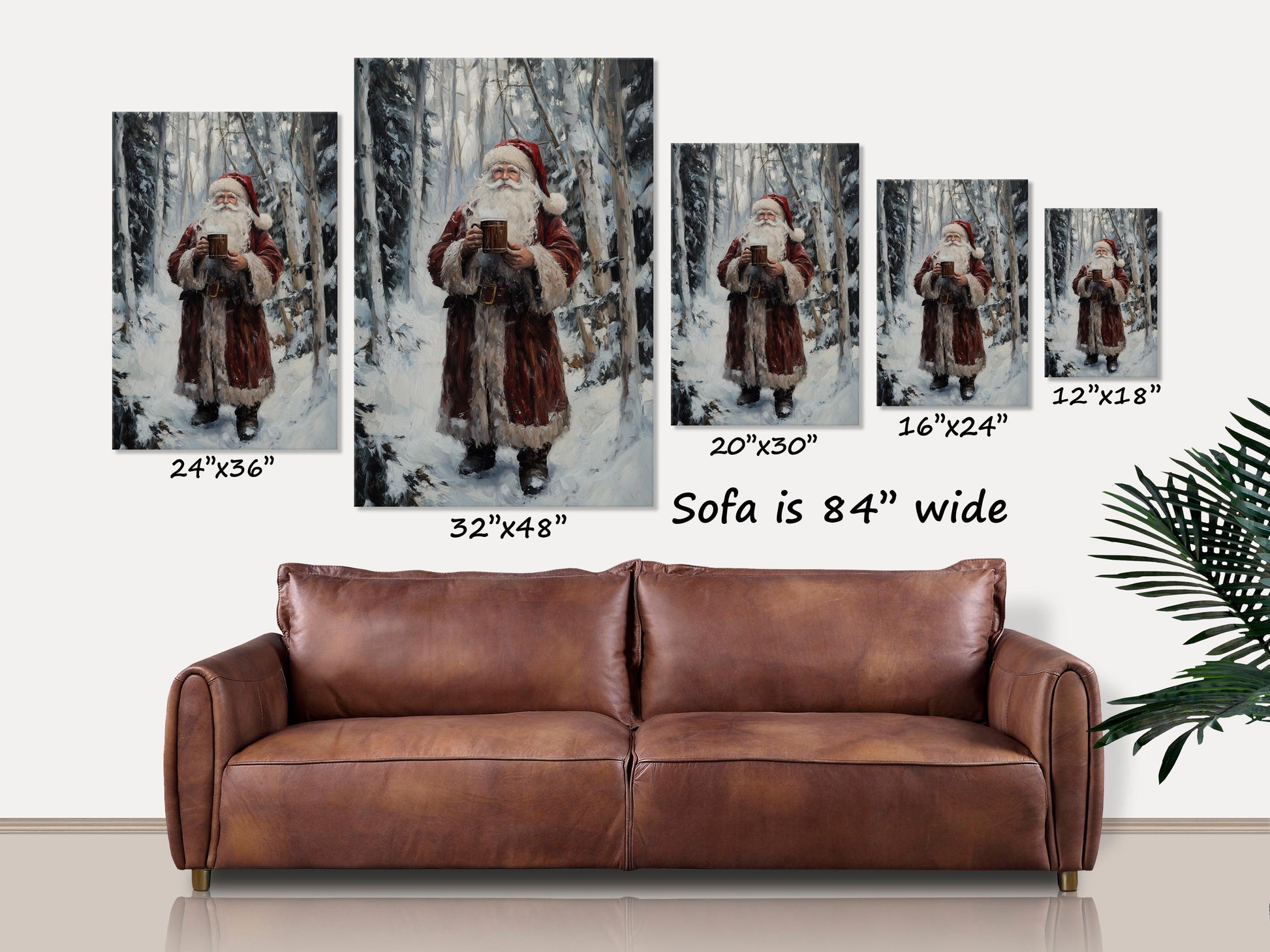 Holiday Decor, Santa's Hot Cocoa, Santa Claus Canvas Art, Christmas Signs, Woodland Santa Wall Decor, Canvas Christmas Decorations