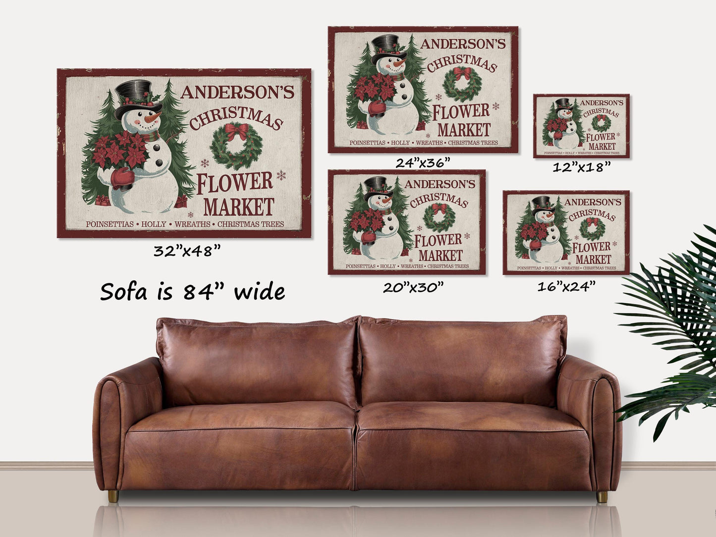 Personalized Family Christmas Sign, Large Canvas Wall Art, Personalized Christmas Gift, Custom Snowman Christmas Sign, Custom Family Gifts,