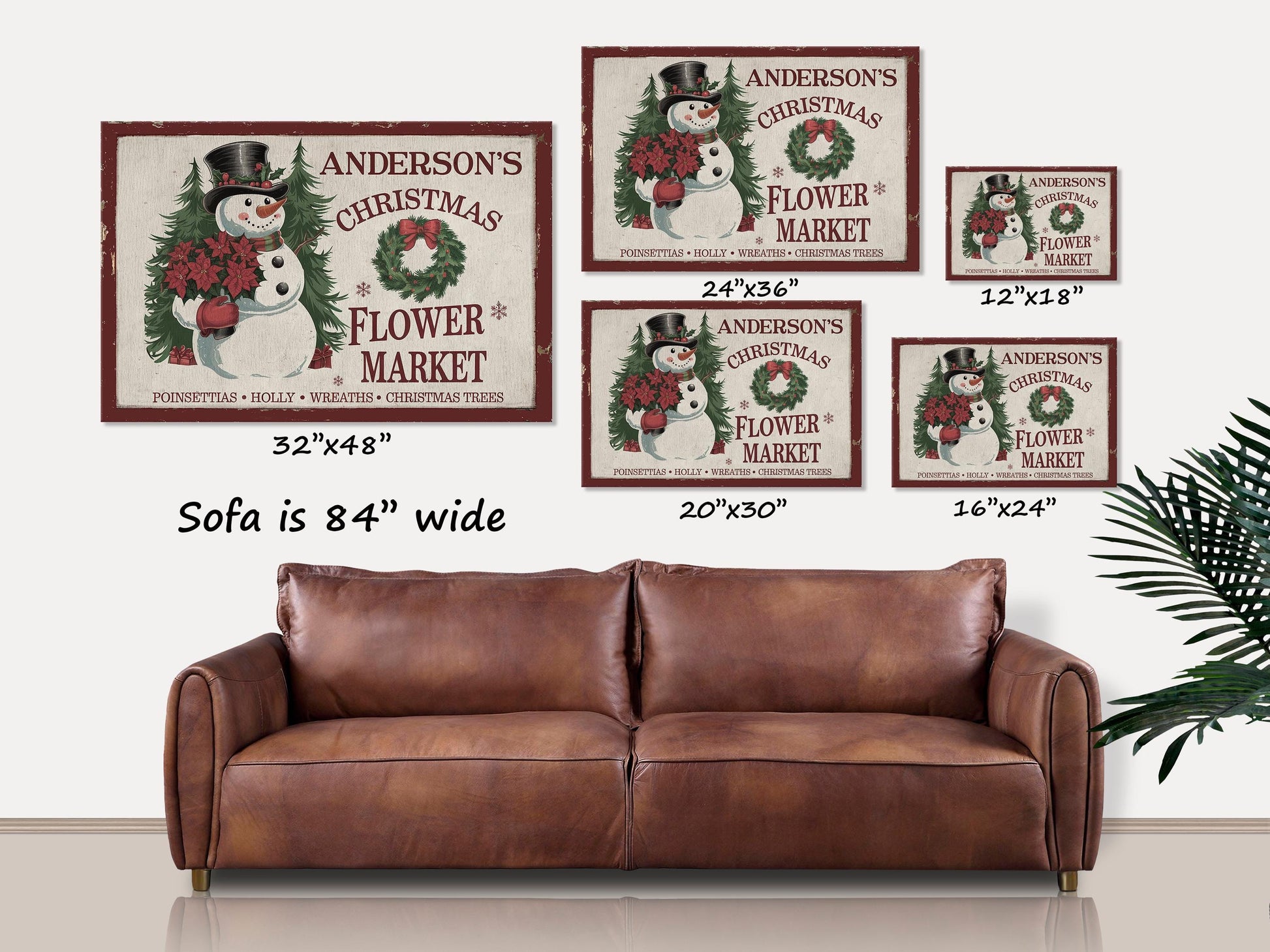Personalized Family Christmas Sign, Large Canvas Wall Art, Personalized Christmas Gift, Custom Snowman Christmas Sign, Custom Family Gifts,