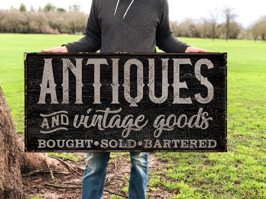 Vintage Antiques Canvas Wall Art, Farmhouse Decor, Vintage Gifts, Old Time Decor, Antiques Sign, Vintage Decor, Rustic Decor, Retro Decor