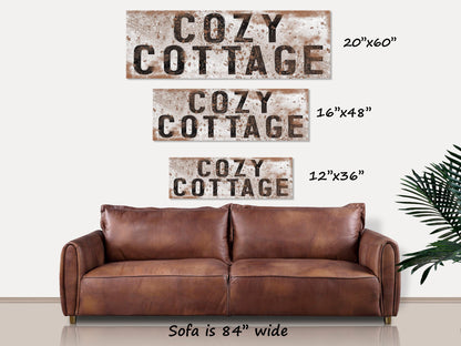 Cozy Cottage Sign, Large Canvas Wall Art, Vintage Cottage Canvas, Rusty Distressed Canvas Wall Art, Cottagecore Decoration, Best Friend Gift