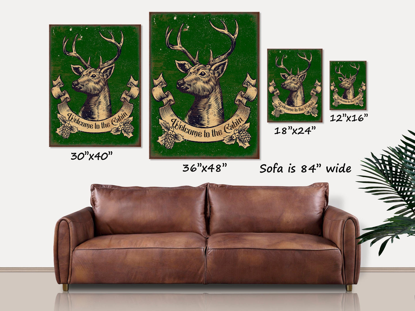 Welcome To The Cabin Canvas Wall Art, Deer Head Sign, Hunter Sign, Cabin Decor, Cabin Wall Art, Cabin Gifts, Rustic Decor, Deer Picture
