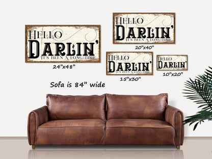 Hello Darlin Canvas Sign, Modern Farmhouse Wall Art, Farmhouse Decor, Country Decor, Vintage Signs, Unique Gifts, Large Canvas Signs