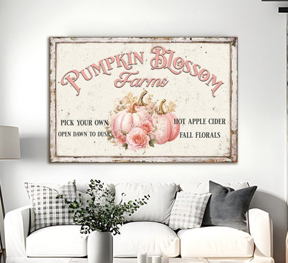pastel pinkfall canvas sign, Pumpkin Blossom Farms