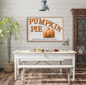 canvas wall art, Fall Pumpkin Pie Sign with crackles