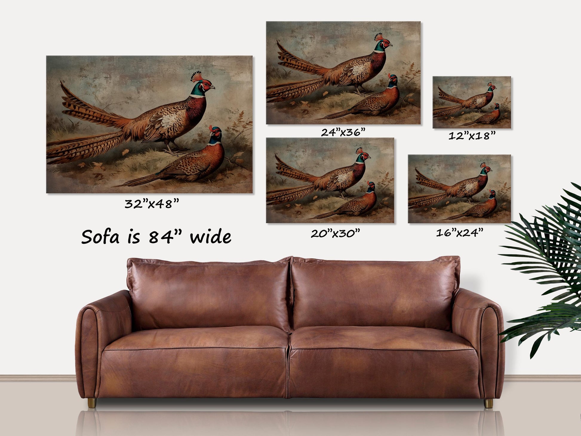 Pheasant Art, Pheasant Gift, Pheasant Decor, Large Canvas Wall Art, Rustic Fall Home Decor, Pheasant Painting, Vintage Fall Decor,