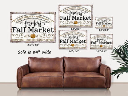 Farmers Fall Market, Fall Decor, Vintage Farmhouse Decor, Fall Signs, Farmhouse Wall Art, Fall Canvas Sign, Fall Wall Art