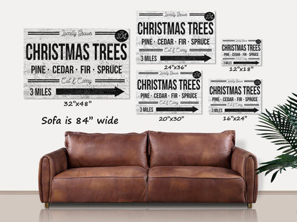 Christmas Sign, Locally Grown Christmas Trees, Holiday Decor, Canvas Wall Art, Faux Wood Sign, Vintage Holiday Sign, Christmas Wall Art,