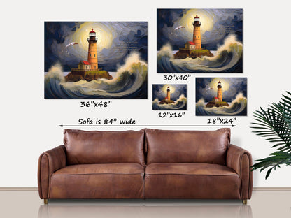 I Am The Light Of The World Canvas Wall Art, Christian Wall Art, John 8 12, Scripture Home Decor, Lighthouse Gifts, Bible Verse Signs