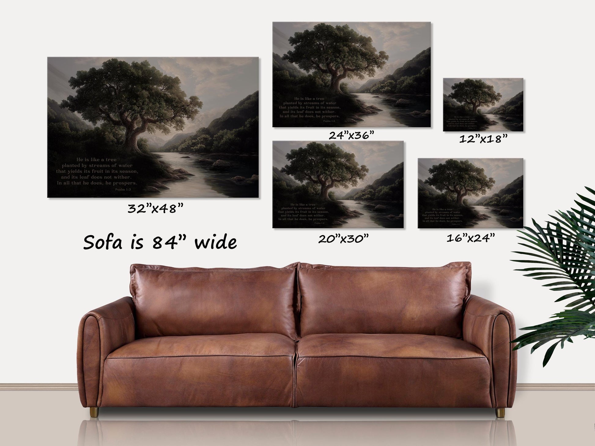 Scripture Wall Art, Canvas Wall Art, Christian Wall Art, Psalm 1:3, Christian Gift For Her, Faith-based Wall Art, Large Canvas Scripture