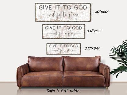 Give It To God And Go To Sleep Canvas Sign, Christian Art, Farmhouse Decor, Christian Gifts, Best Friend Gift, Prayer Gifts, Faith Gifts
