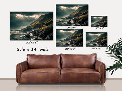 Psalm 46:1 Bible Verse Canvas Wall Art, Christian Wall Art, God is Our Refuge & Strength, Stormy Landscape, Christian Decor, Christian Gift