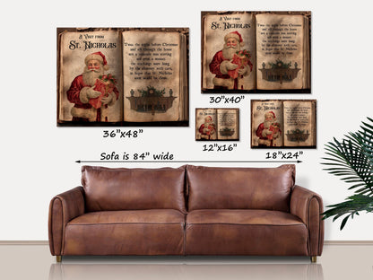 Holiday Decor, Christmas Decor, A Visit From St Nicholas Canvas Wall Art, Twas The Night Before Christmas, Christmas Canvas, Holiday Signs