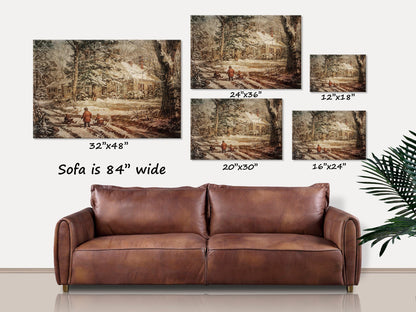Vintage Sledding Canvas Wall Art, Holiday Decor, Vintage Winter Wall Art, Christmas Signs, Christmas Canvas Print, Retro Winter Decor