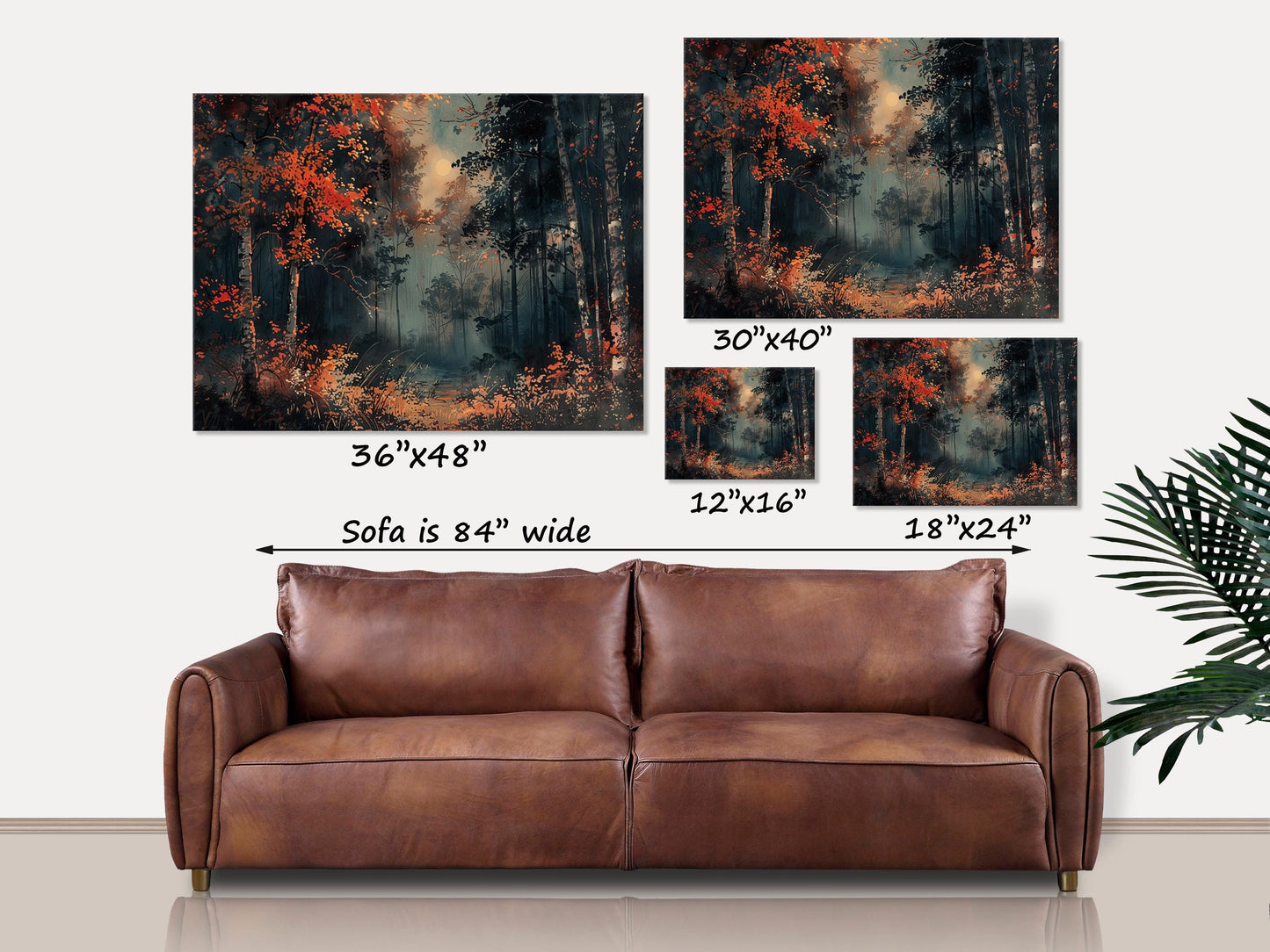 Autumn Canvas Wall Art Fall Forest Landscape Orange Leaves Wall Art Forest Print Nature Scene Wall Art Forest Painting Print