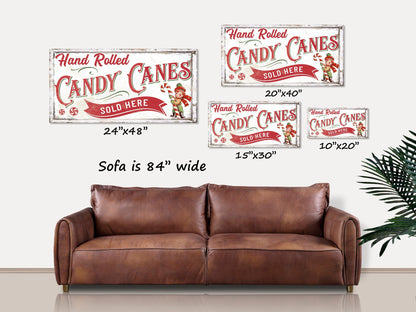 Christmas Sign, Vintage Candy Cane Canvas Wall Art, Vintage Christmas Decor, Large Canvas Wall Art, Vintage Holiday Decor, Holiday Signs