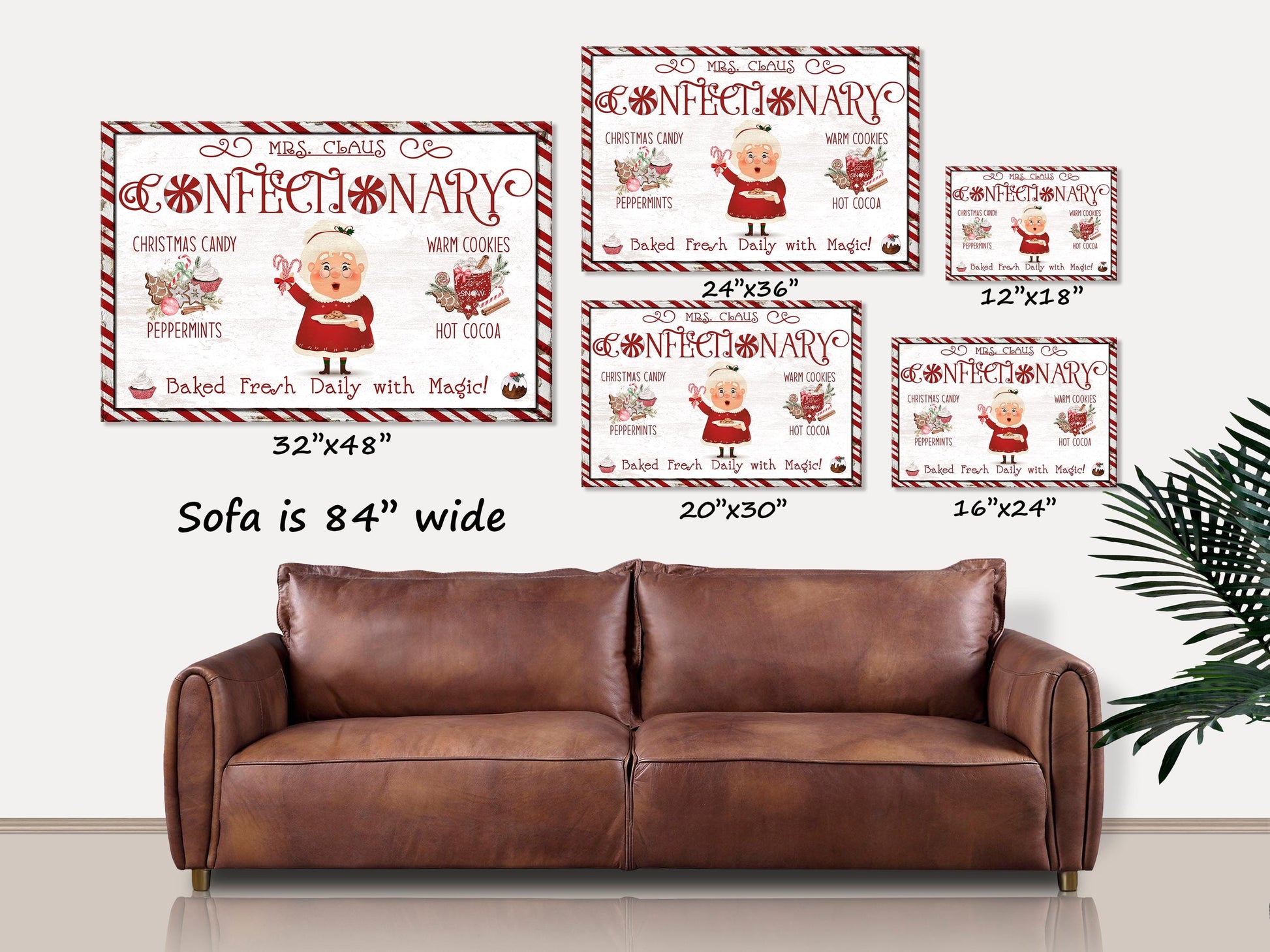 Holiday Decor, Mrs Claus Confectionary, Canvas Wall Art, Vintage Christmas Signs, Christmas Candy Decor, Christmas Art, Peppermint Sign