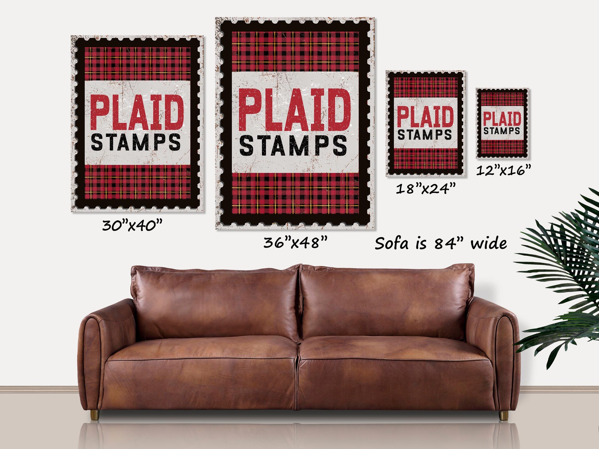 Plaid Stamps Sign, Holiday Decor, Canvas Wall Art, Christmas Signs, Nostalgic Christmas Decor, Vintage Christmas Decor, Faux Metal Sign