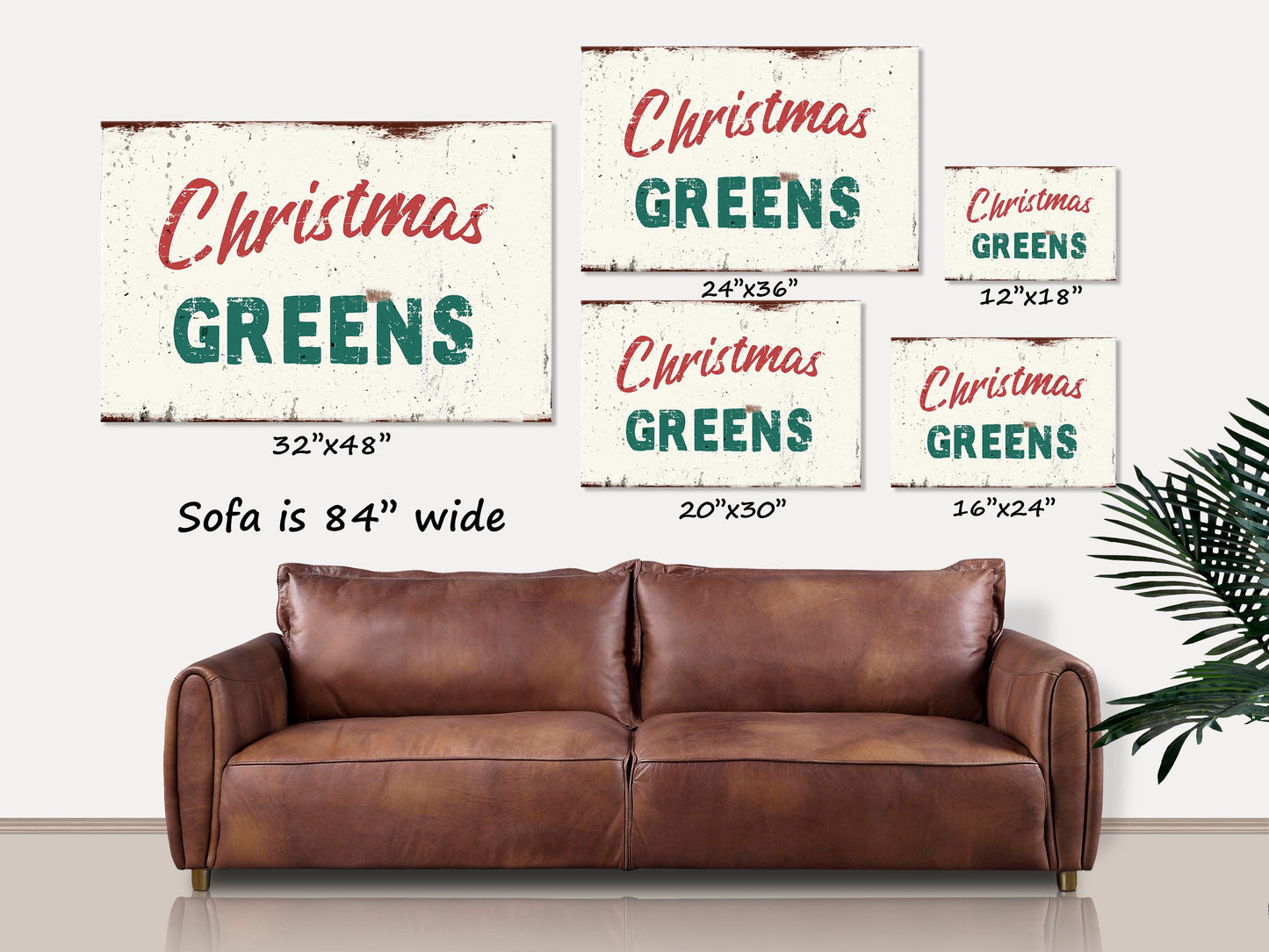 Winter Sign, Christmas Greens Canvas Wall Art
