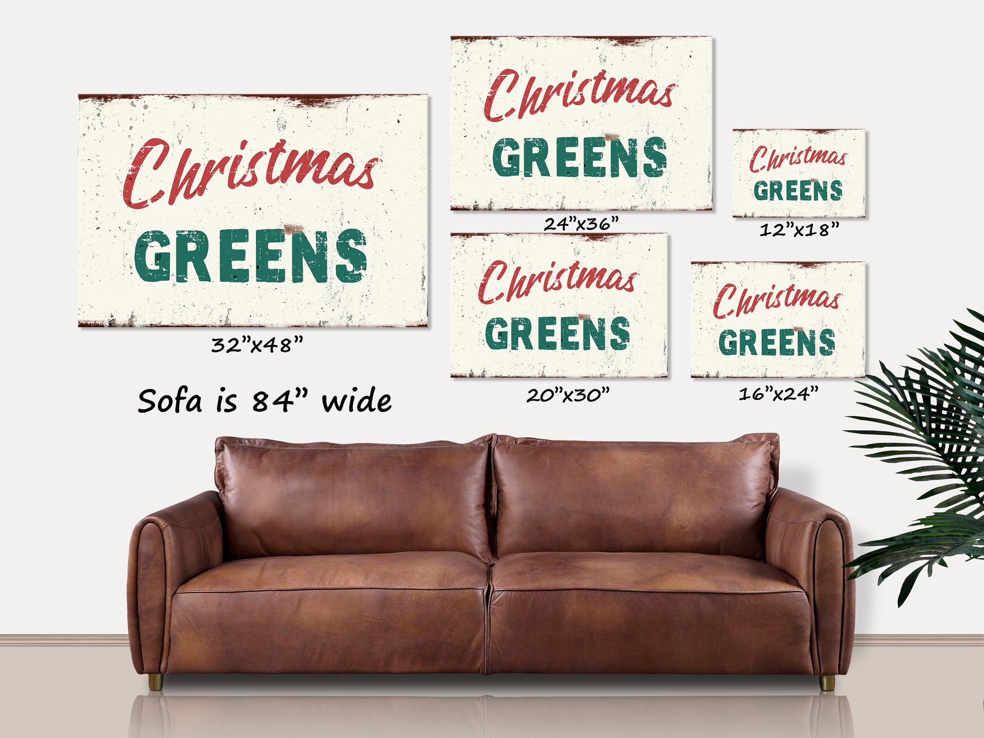 Winter Sign, Christmas Greens Canvas Wall Art