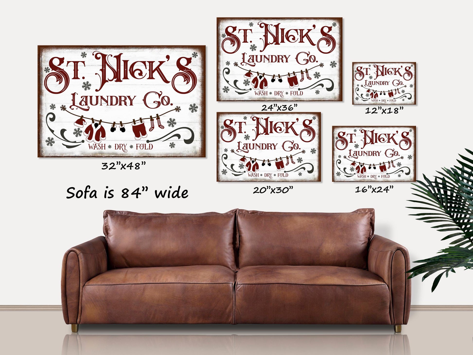 Holiday Decor, St Nicks Laundry Co Canvas, Vintage Holiday Sign, Christmas Decor, Vintage Santa, Christmas Wall Art, Laundry Room Art