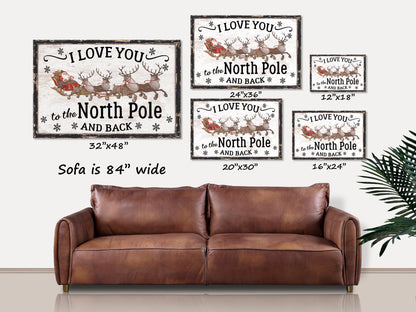 Holiday Decor, I Love You To The North Pole And Back Canvas Sign, Vintage Holiday Sign, Christmas Decor, Christmas Decor, Christmas Wall Art
