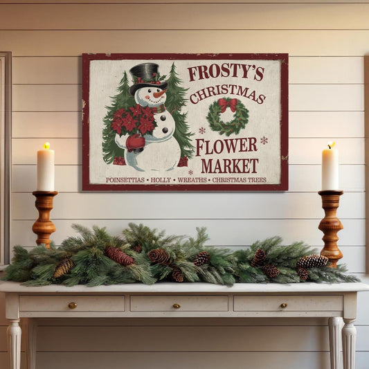 Personalized Family Christmas Sign, Large Canvas Wall Art, Personalized Christmas Gift, Custom Snowman Christmas Sign, Custom Family Gifts,