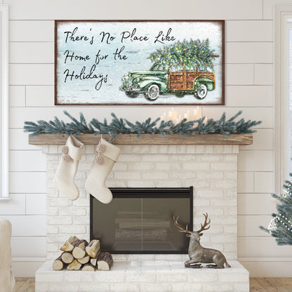 Holiday Decor, Home For The Holidays Canvas Sign, Modern Farmhouse Decor, Christmas Signs, Vintage Christmas Decor, Christmas Tree Sign