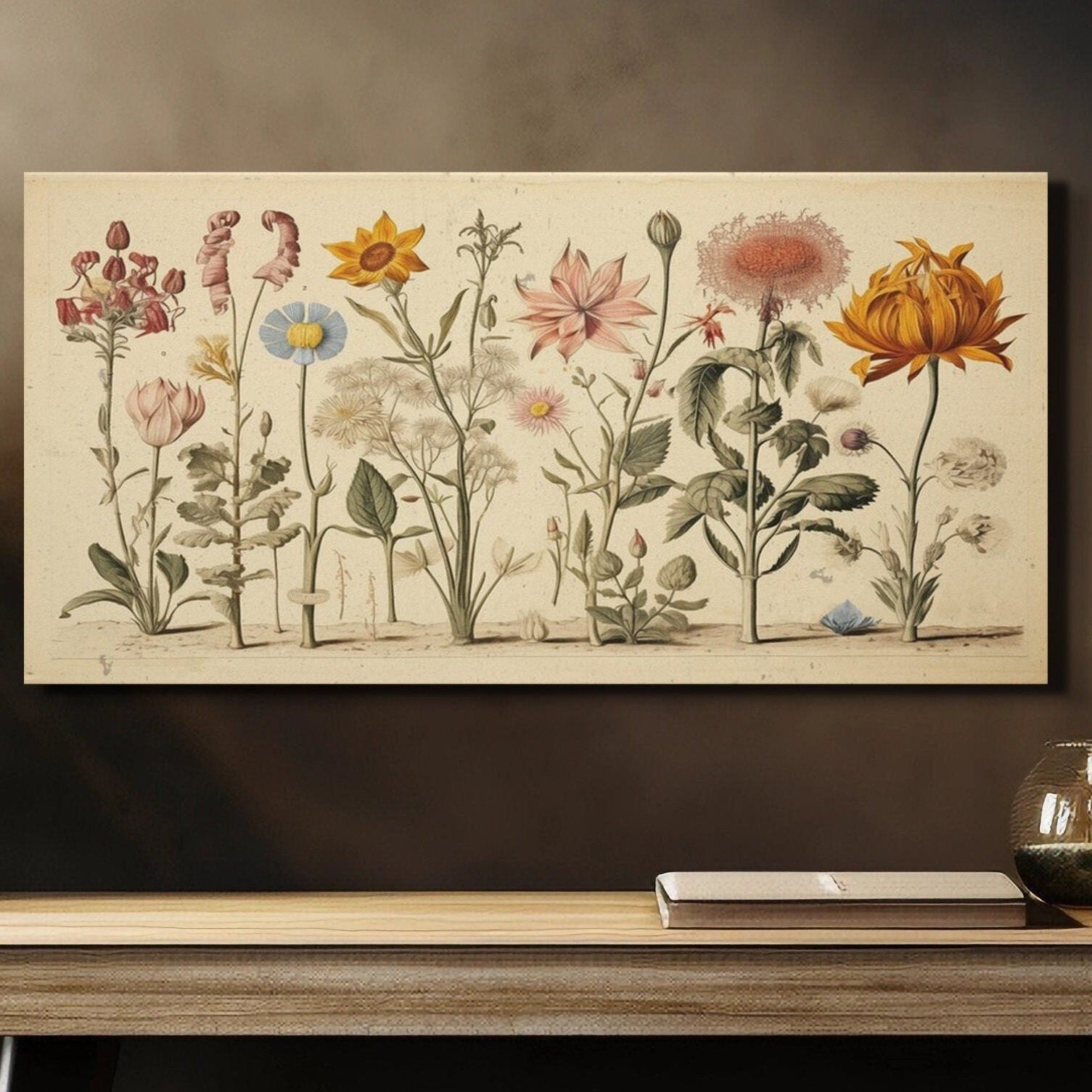 Ready to hang Canvas wall art featuring botanical wildflowers