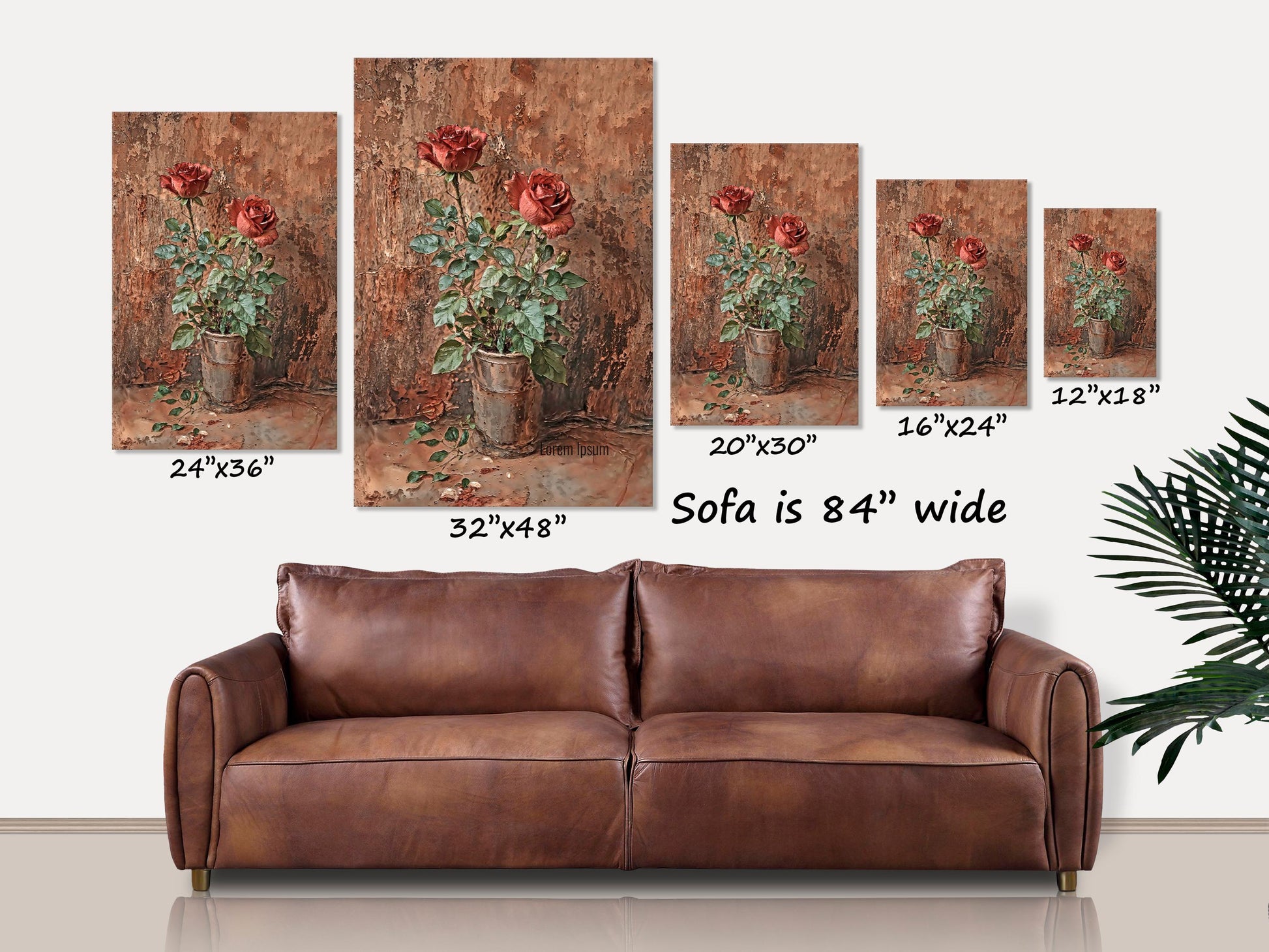 Rustic Flowering Red Roses in a Pot, Canvas Print, Floral Wall Art, Gifts for Her, Stretched Canvas, Home Decor, Botanical Vintage Painting