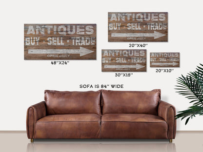 Antiques Canvas Wall Art Sign, Modern Farmhouse Decor, Vintage Gifts, Vintage Signs, Old Time Decor, Primitive Signs, Large Canvas Sign