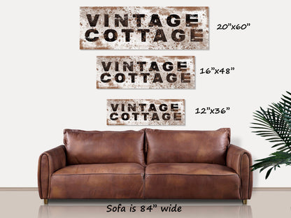 Vintage Cottage Sign, Rusty Cottage Sign, Large Canvas Wall Art, Cottage Decor, Cottage Core, Vintage Wall Art, Vintage Decor,